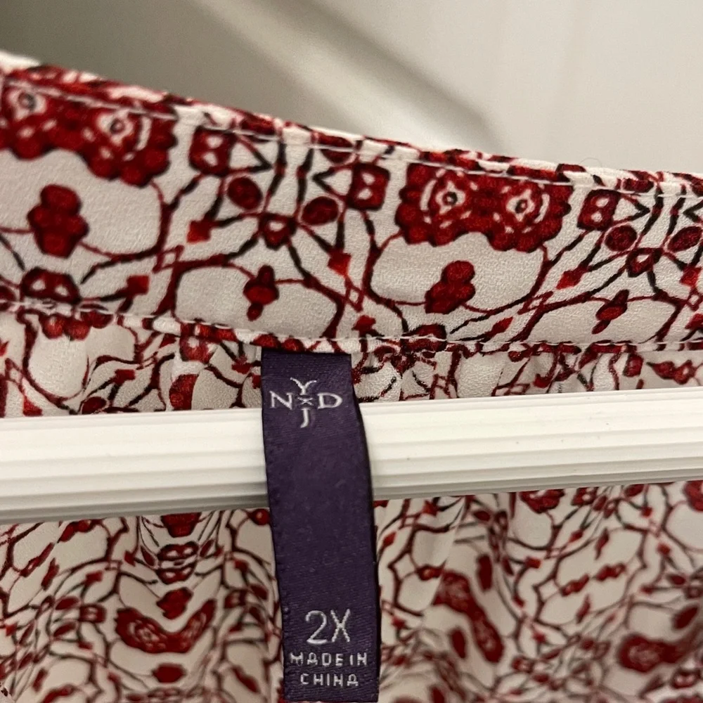 NYDJ Red Floral Print Boho Blouse - Picture 2 of 7